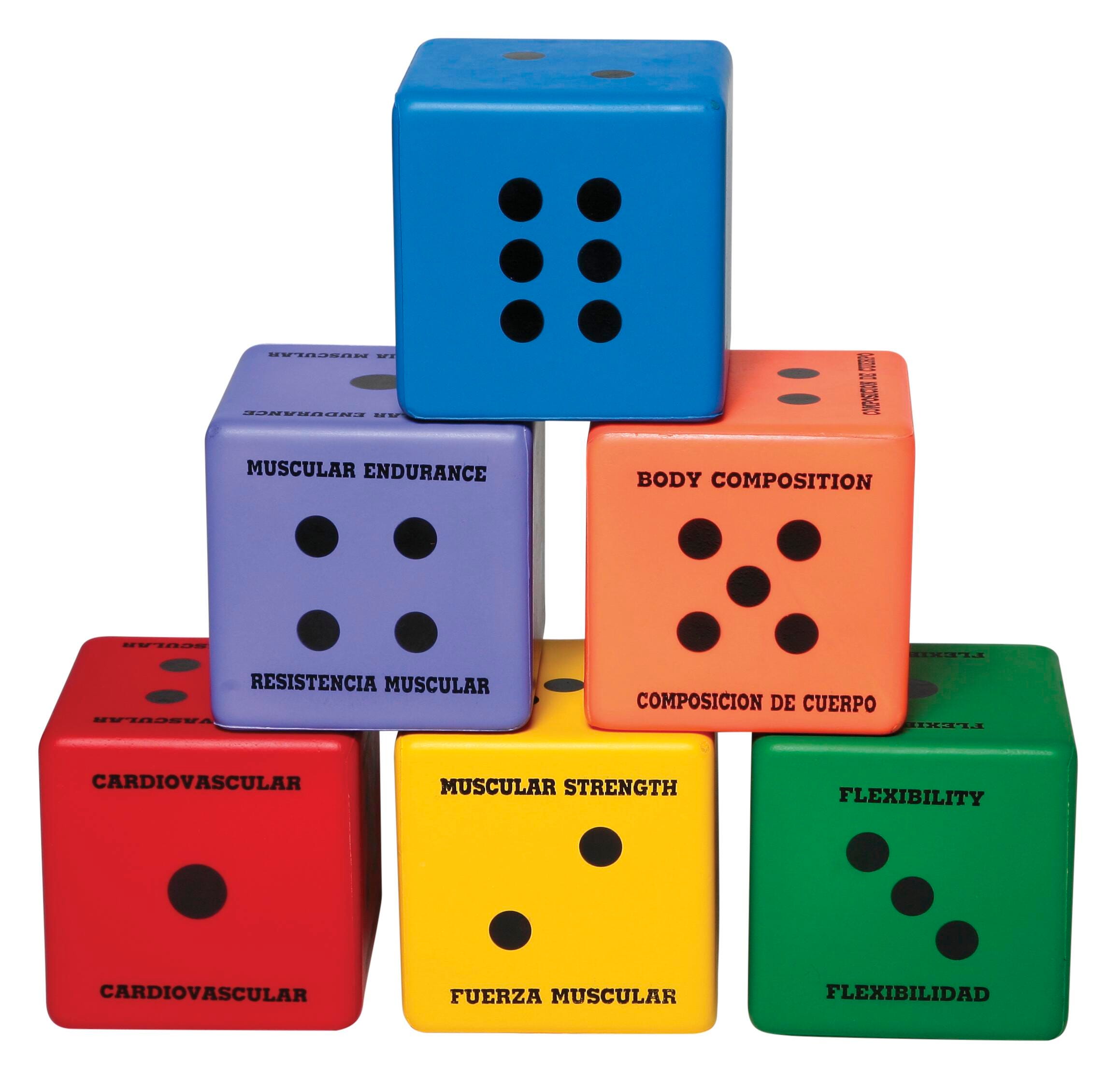 Image for Sportime Five Components of Fitness Dice, Assorted Colors, Set of 6 from School Specialty